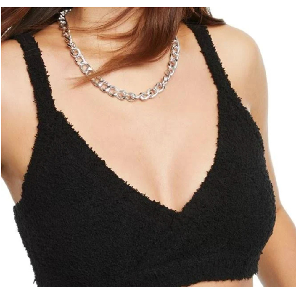 Culpos x Inc Fuzzy Cropped Knit Tank Top Black and White Size X-small and Medium